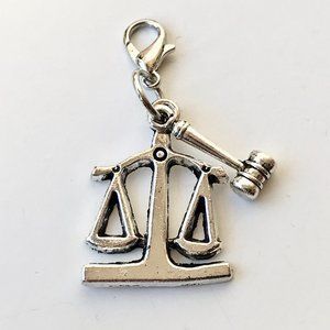 Law Scale Clip On Charm Zipper Pull Gavel Scales Lawyer Attorney Gift Paralegal